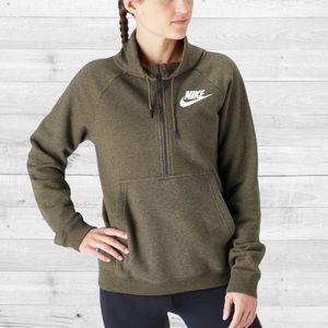 Nike Olive Green Half Zip Fleece Sweatshirt